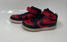 Load image into Gallery viewer, Nike Kids Court Borough Mid 2 Black Red Leather Sneaker Shoes Size 12.5C
