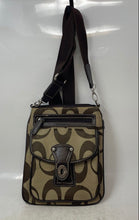 Load image into Gallery viewer, Coach Womens Beige Brown Signature Print Inner Divider Crossbody Purse
