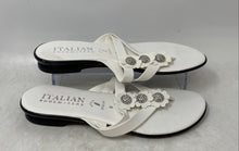 Load image into Gallery viewer, Italian Shoemakers Womens White Rhinestone Slip-On Thong Sandals Size 8
