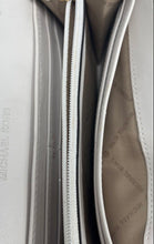 Load image into Gallery viewer, Michael Kors Womens Beige Signature Embossed Adjustable Strap Flap Crossbody Bag

