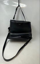 Load image into Gallery viewer, DKNY Womens Paige Black Leather Top Zipper Adjustable Strap Medium Satchel Bag
