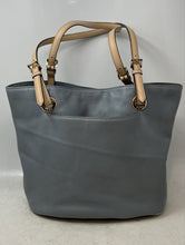Load image into Gallery viewer, Michael Kors Womens Gray Pebbled Leather Double Handle Charm Tote Handbag
