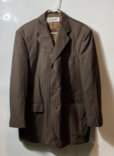 Load image into Gallery viewer, Vinci Mens Brown Striped Long Sleeve Notch Lapel Three-Button Blazer Size 44R
