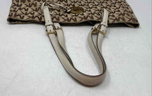 Load image into Gallery viewer, Michael Kors Womens Beige Signature Print Charm Double Handle Tote Handbag
