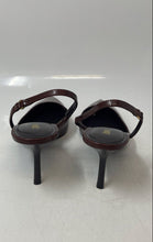 Load image into Gallery viewer, Zara Womens Brown Leather Buckle Pointed Toe Slingback Heels Size EUR 40
