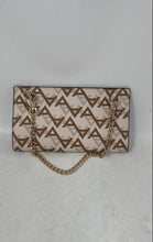 Load image into Gallery viewer, Aldo Womens Brown Beige Monogram Print Detachable Chain Strap Trifold Wallet
