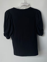 Load image into Gallery viewer, 7 For All Mankind Womens Black Cotton Short Sleeve Pullover Blouse Top Size M
