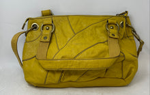 Load image into Gallery viewer, Fossil Womens Yellow Leather Charm Zipper Detachable Strap Shoulder Handbag
