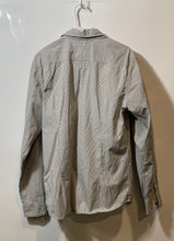 Load image into Gallery viewer, Guess Mens Gray White Striped Long Sleeve Collared Pockets Button-Up Shirt Sz L
