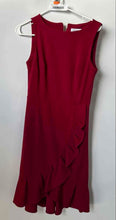 Load image into Gallery viewer, Calvin Klein Womens Red Sleeveless Ruffle Crew Neck Back Zip Sheath Dress Size 4
