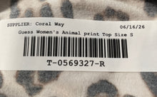 Load image into Gallery viewer, Guess Womens Multicolor Animal Print 3/4 Sleeve Cut-Out Blouse Top Size Small
