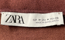 Load image into Gallery viewer, Zara Womens Brown Long Sleeve Round Neck Pullover Ruched Mini Dress Size M
