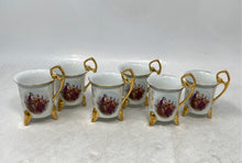 Load image into Gallery viewer, White And Gold Japan Design Engraved 12-Piece Tea Cups &amp; Saucers Set With Box
