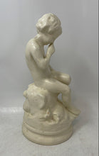 Load image into Gallery viewer, Antique White Ceramic Nude Boy Threatening Cupid Decorative Figurine
