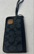 Load image into Gallery viewer, Coach Womens Blue Signature Print Leather Foldable Apple iPhone Case
