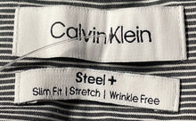 Load image into Gallery viewer, Calvin Klein Mens Gray Striped Slim Fit Stretch Long Sleeve Dress Shirt Size 2XL
