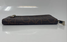 Load image into Gallery viewer, Calvin Klein Womens Brown Signature Print Inner Pockets Zip-Around Wallet
