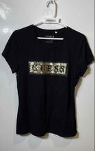 Load image into Gallery viewer, Guess Womens Black Short Sleeve Crew Neck Regular Fit Sequin T-Shirt Size XL
