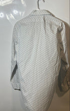 Load image into Gallery viewer, Calvin Klein Mens White Gray Printed Long Sleeve Slim Fit Non-Iron Dress Shirt M
