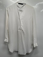 Load image into Gallery viewer, Zara Womens White Long Sleeve Split V-Neck Flowy Tunic Blouse Size Medium
