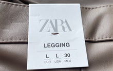Load image into Gallery viewer, Zara Womens Brown Hi-Rise Flat Front Skinny-Leg Ankle Leggings Size L With Tag
