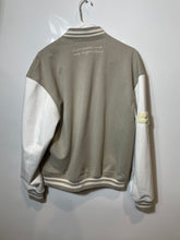 Load image into Gallery viewer, Zara Mens Beige Embroidered Long Sleeve Snap Front Varsity Jacket Size Medium
