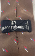 Load image into Gallery viewer, Paco Rabanne Mens Brown Printed Keeper Loop Formal Adjustable Pointed Tie
