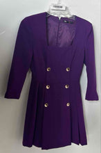 Load image into Gallery viewer, Zara Womens Purple 3/4 Sleeve Pleated Double-Breasted Blazer Dress Size XS

