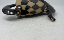 Load image into Gallery viewer, Antique Black Beige Check Ceramic Tableware Scroll Handle Tea Pot
