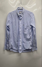 Load image into Gallery viewer, Lacoste Mens Blue White Striped Print Regular Fit Button-Up Shirt Size M
