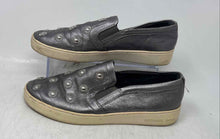 Load image into Gallery viewer, Michael Kors Womens Leo Silver Leather Studded Slip-On Sneakers Shoes Size 9M
