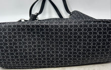 Load image into Gallery viewer, Calvin Klein Womens Black White Signature Print Leather Double Handle Tote Bag
