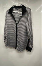 Load image into Gallery viewer, Karl Lagerfeld Womens Black White Long Sleeve Collared Button-Up Shirt Size M
