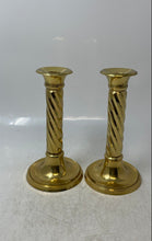 Load image into Gallery viewer, Gold-Tone Brass Vintage Style Twisted Design Pair Of Candlestick Holder
