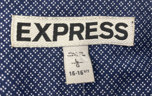 Load image into Gallery viewer, Express Mens Blue Printed Long Sleeve Collared Dress Shirt Size L 16-16.5
