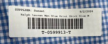 Load image into Gallery viewer, Ralph Lauren Mens Blue Printed Cotton Slim Fit Stretch Button-Up Shirt Size M
