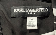 Load image into Gallery viewer, Karl Lagerfeld Womens Black White Printed Short Sleeve Mini Dress Size 14
