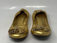 Load image into Gallery viewer, Authentic Tory Burch Womens Gold Tone Leather Ballet Flats Size 8M Worn
