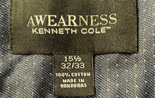 Load image into Gallery viewer, Awearness Kenneth Cole Mens Navy Blue Long Sleeve Button-Up Dress Shirt Sz 15.5
