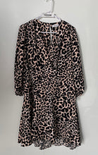 Load image into Gallery viewer, Calvin Klein Womens Pink Black Leopard Print Long Sleeve A-Line Dress Size 10
