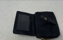 Load image into Gallery viewer, Fossil Womens Black Leather ID And Credit Card Slots Accordion Zip-Around Wallet
