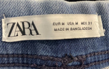 Load image into Gallery viewer, Zara Womens Blue Denim Slash Pocket Drawstring Waist Raw Hem Cut-Off Shorts Sz M
