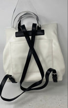 Load image into Gallery viewer, DKNY Womens Tilly White Black Faux Leather Adjustable Straps Foldover Backpack
