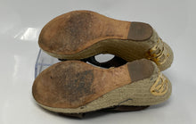 Load image into Gallery viewer, Authentic Tory Burch Womens Brown Wedge Espadrille Heels Size 6.5M Damaged
