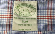 Load image into Gallery viewer, Brooks Brothers Mens Blue Red Plaid Long Sleeve Slim Fit Dress Shirt Size 17-35
