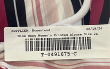 Load image into Gallery viewer, Nine West Womens Multicolor Striped Print Sleeveless Tie-Neck Blouse Top Size 2X
