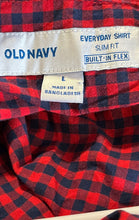 Load image into Gallery viewer, Old Navy Mens Red Blue Long Sleeve Collared Slim Fit Button-Up Shirt Size Large
