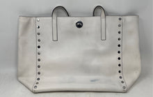 Load image into Gallery viewer, Michael Kors Womens Rivington White Silver Leather Studded Luxury Tote Handbag
