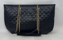 Load image into Gallery viewer, Badgley Mischka Womens Black Quilted Leather Double Handle Tote Handbag
