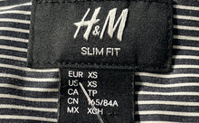 Load image into Gallery viewer, H&amp;M Mens Black &amp; White Striped Long Sleeve Slim Fit Button-Up Shirt Size XS
